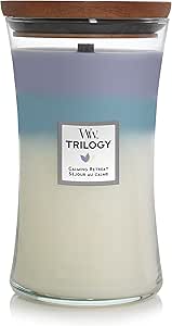 WoodWick Large Hourglass Trilogy Scented Candle | Calming Retreat | with Crackling Wick | Burn Time: Up to 130 Hours