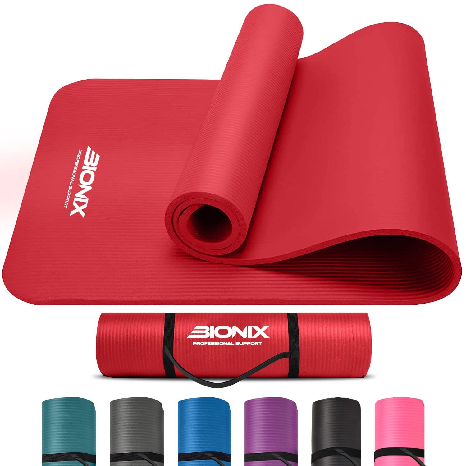 Bionix Premium Printed Travel Yoga Exercise Mat w/Carry Straps, Thick NBR Foam, Non-Slip Anti Skid Surface, Perfect for Pilates Gymnastics Fitness Workout Home Gym Training Equipment, for Men & Women