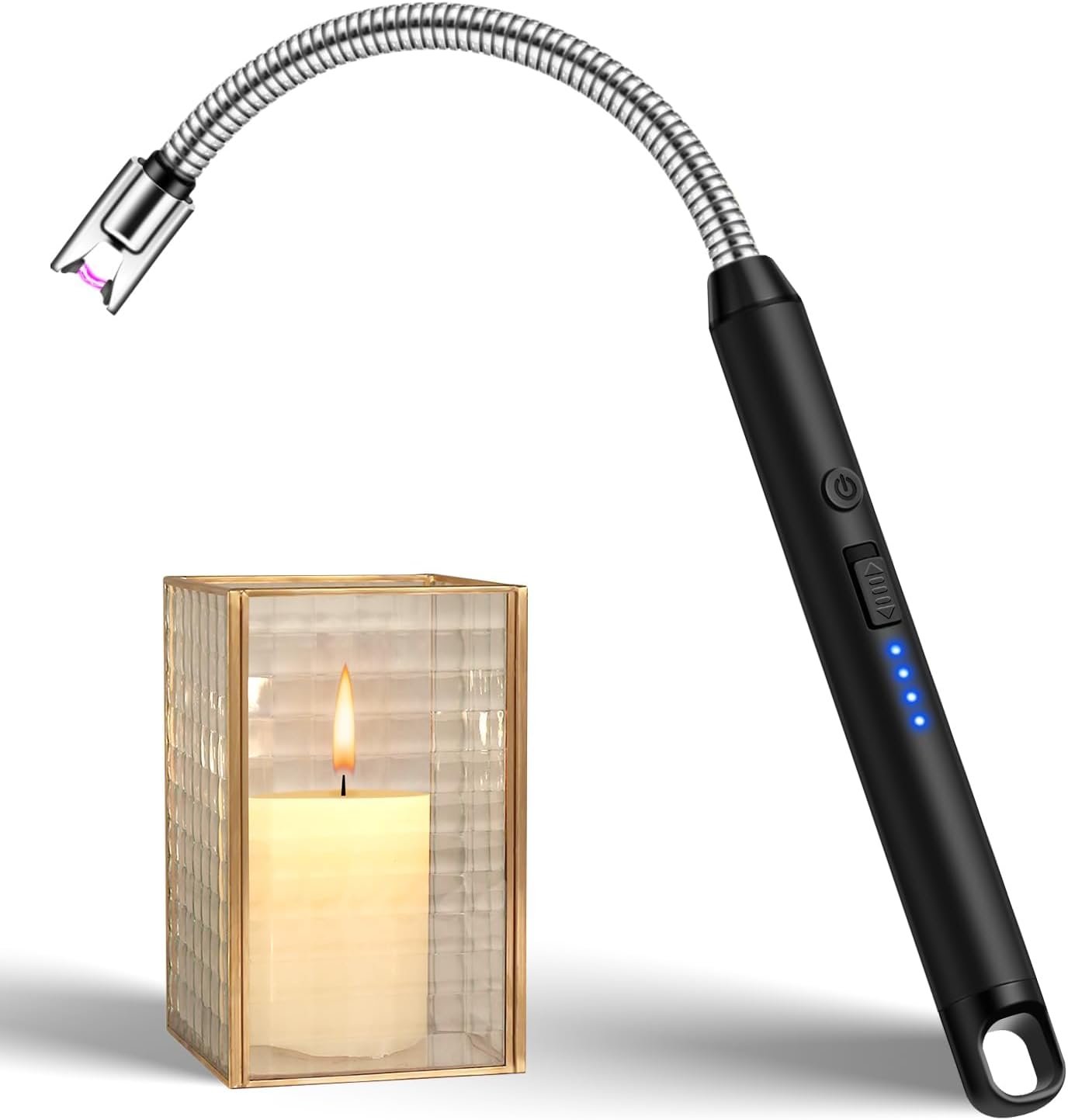 Electric Candle Lighter Long Reach Rechargeable USB C Lighters Electronic Arc Plasma Lighter with Long Flexible Neck for Scented Candles, BBQ, Camping, Grill – Gifts for Women Her Mom