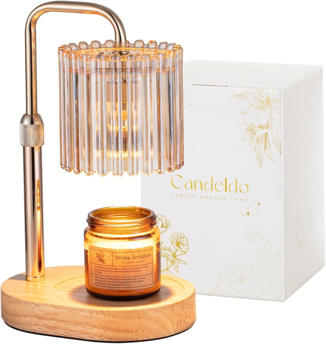 Candle Warmer Lamp with Timer: Candle Warmers with 2 Bulbs Height Adjustable Dimmable Wax Melt Gold House Warming Gifts New Home Bedroom Decor Gift for Women